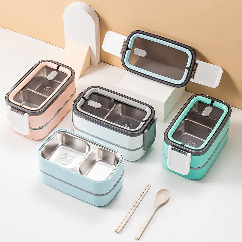 2-laags Roestvrijstalen Bento Lunchbox met Deksel