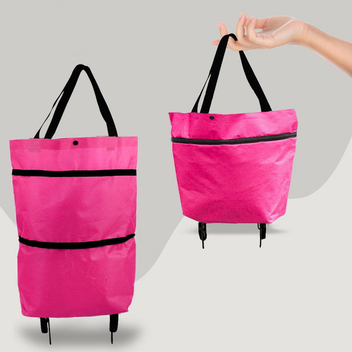 2-in-1 Opvouwbare Boodschappentas met Wieltjes