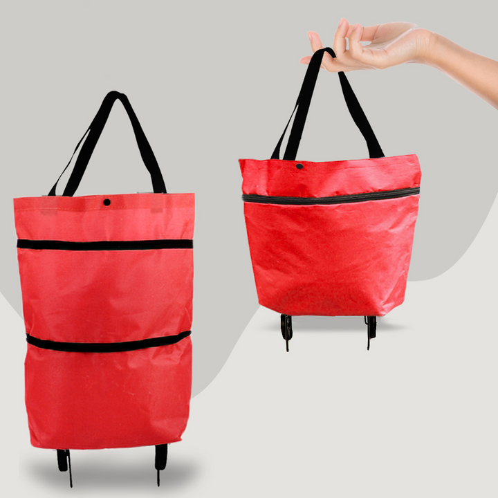 2-in-1 Opvouwbare Boodschappentas met Wieltjes