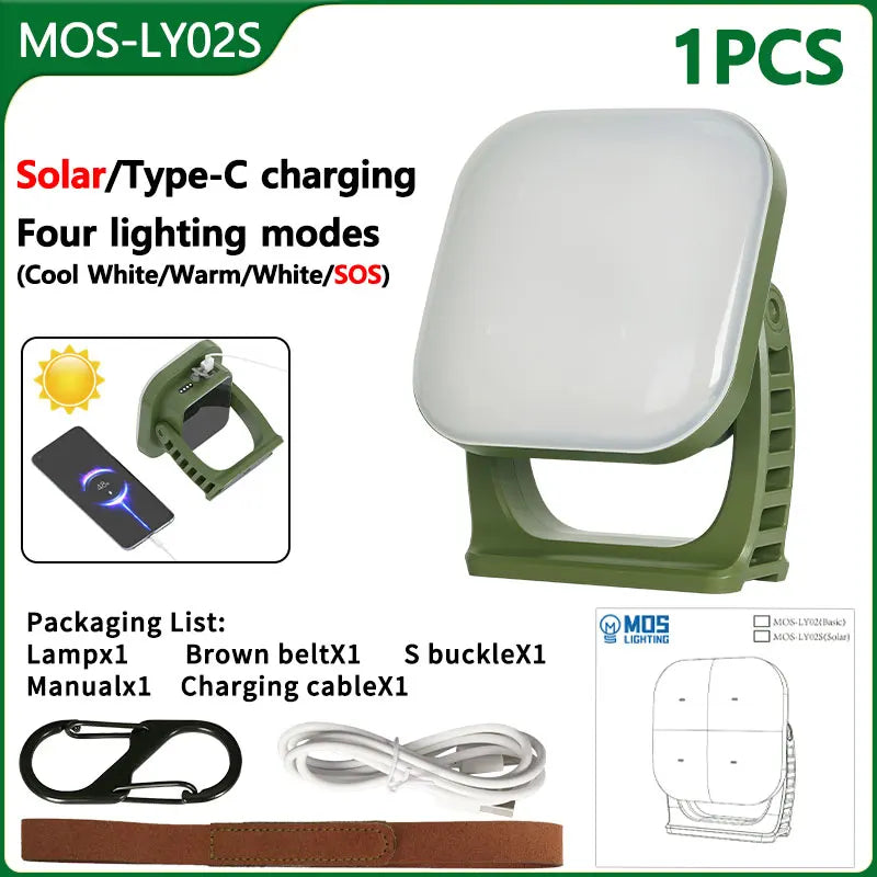 80w Led Oplaadbare Campinglamp op Zonne-energie met Magneet en Zoomfunctie