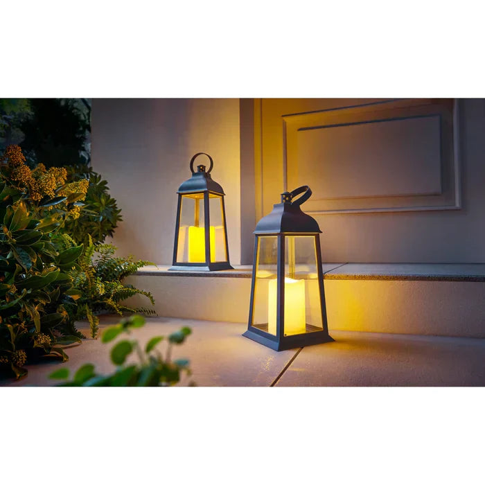 Lantaarn met Led in een Set - 2 Stuks met Realistisch Flikkerende Kaars voor Binnen en Buiten
