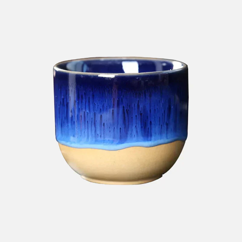 Handgemaakte Keramische Mok - Blauw Geglazuurde Theeschaal