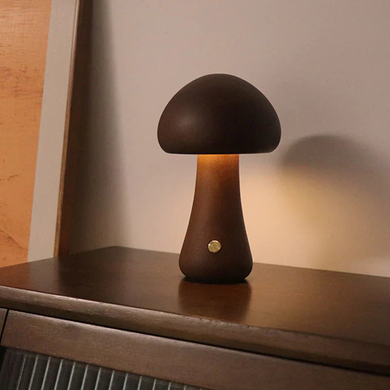 Houten Paddenstoel Led Nachtlampje - Charmante Lamp in Natuurlijk Ontwerp voor een Gezellige Sfeer