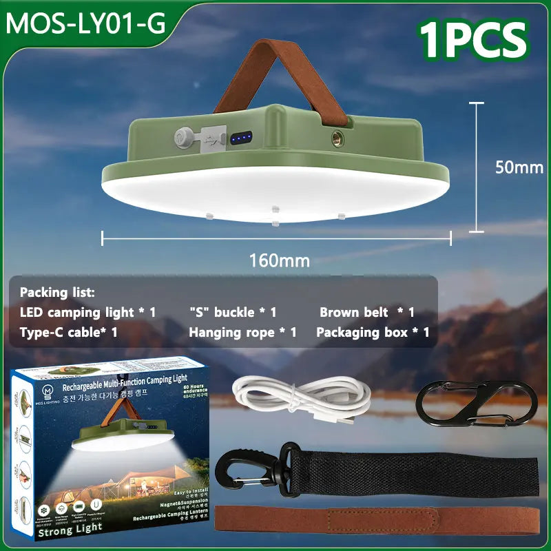 80w Led Oplaadbare Campinglamp op Zonne-energie met Magneet en Zoomfunctie