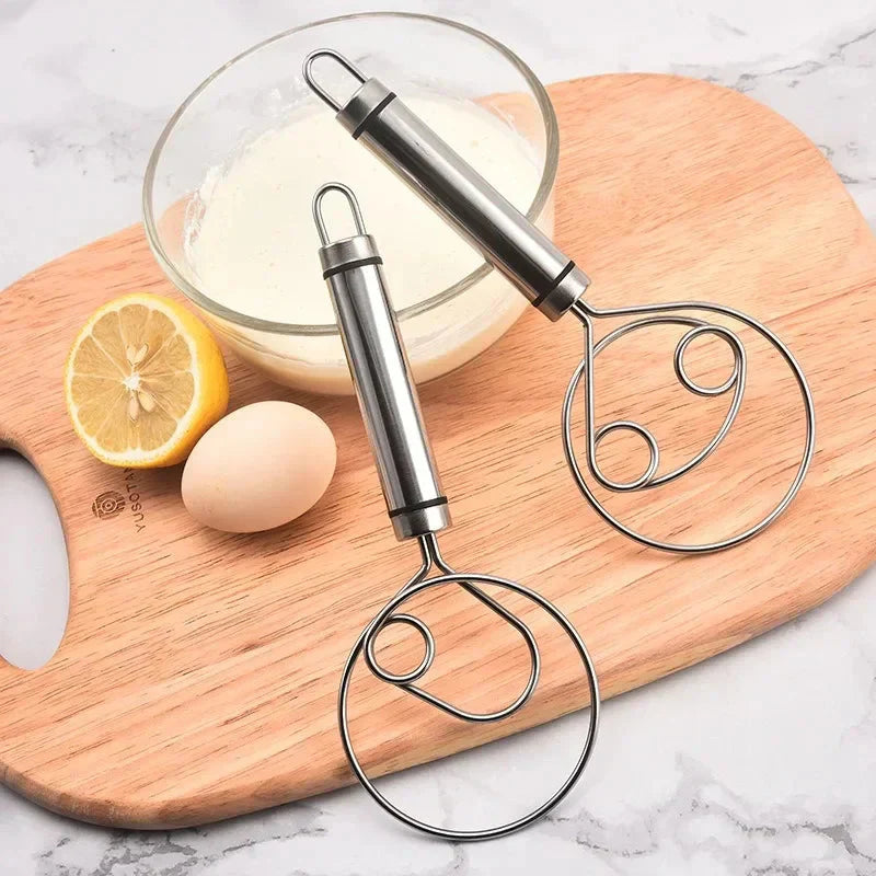 Robuuste Roestvrijstalen Deense Deegklopper - Duurzaam , Ergonomisch Ontwerp voor Veelzijdig Bakken en Koken