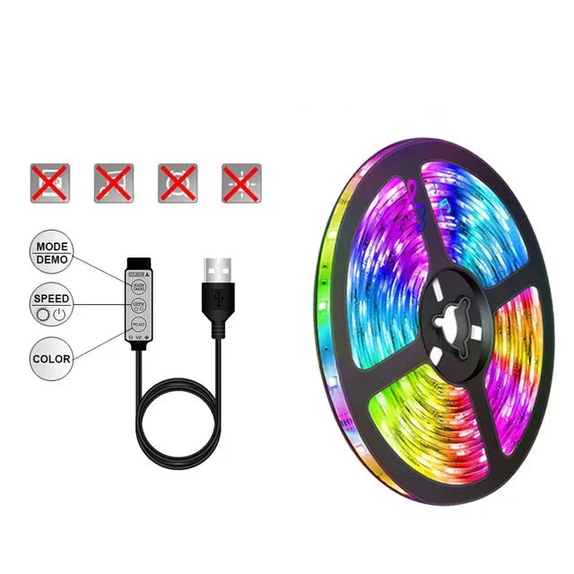 Rgb Led Strip met Usb-aansluiting - Kleurveranderend Licht voor Sfeer- en Tv-achtergrondverlichting