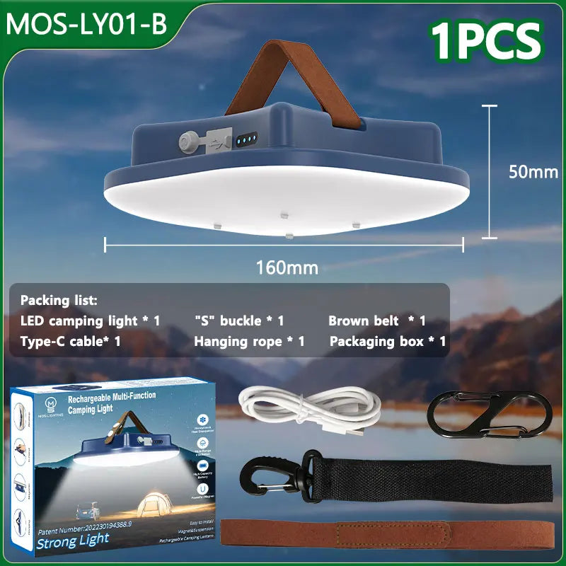 80w Led Oplaadbare Campinglamp op Zonne-energie met Magneet en Zoomfunctie
