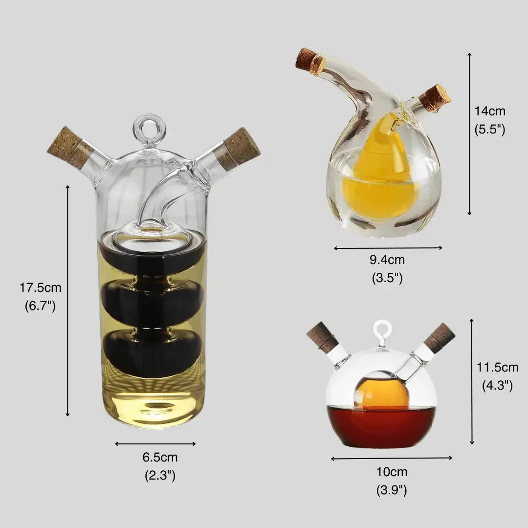 Olie & Azijn Dispenser - Dubbele Glazen Fles voor Stijlvol Serveren & Bewaren