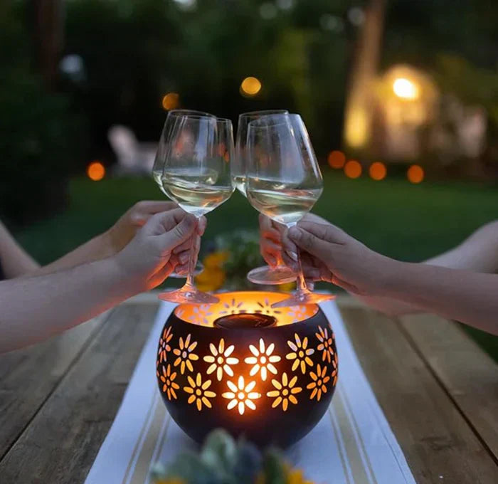 Kaarslamp met Bloemmotief - Decoratieve Led Tafellamp voor Stijlvolle Verlichting