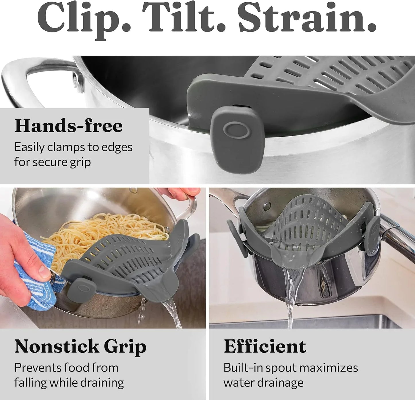 Silicone Zeef met Clip - Hittebestendige Lekbak voor Voedsel