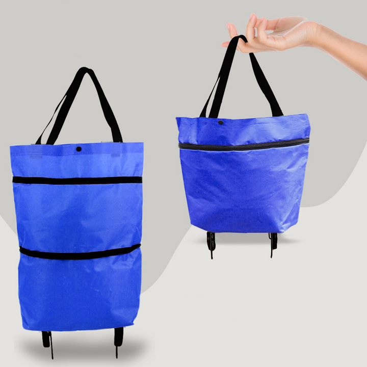 2-in-1 Opvouwbare Boodschappentas met Wieltjes