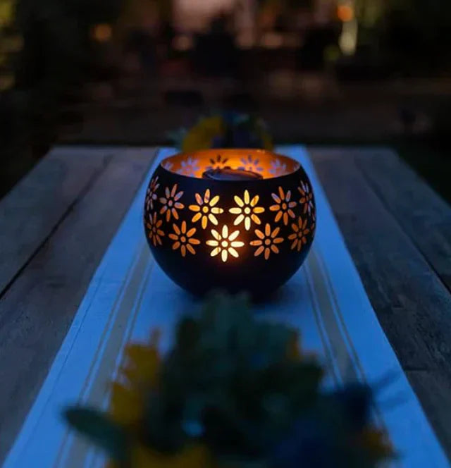 Kaarslamp met Bloemmotief - Decoratieve Led Tafellamp voor Stijlvolle Verlichting