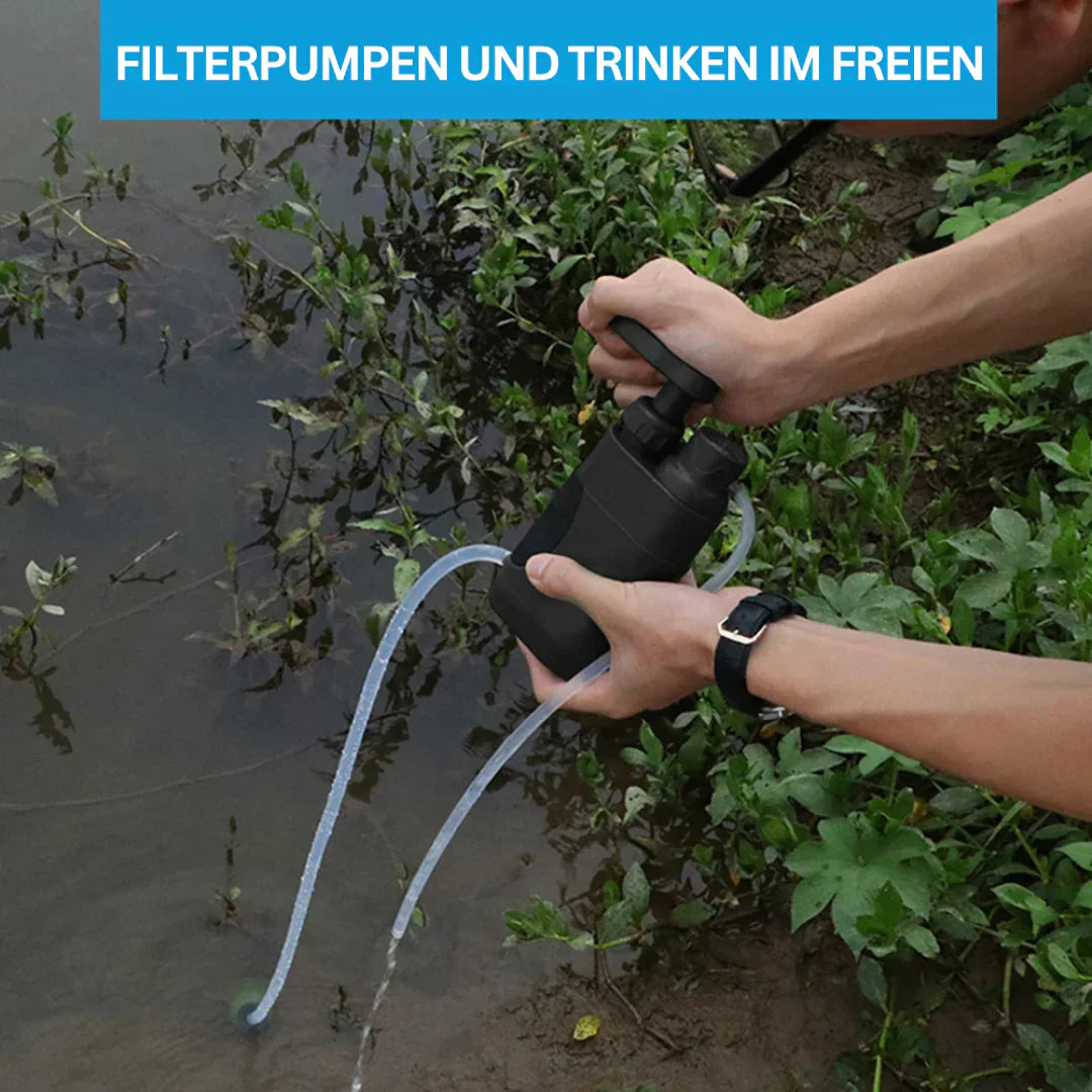 Waterfilter voor Buiten - Draagbare Waterzuiveraar voor op de Camping met Handpomp