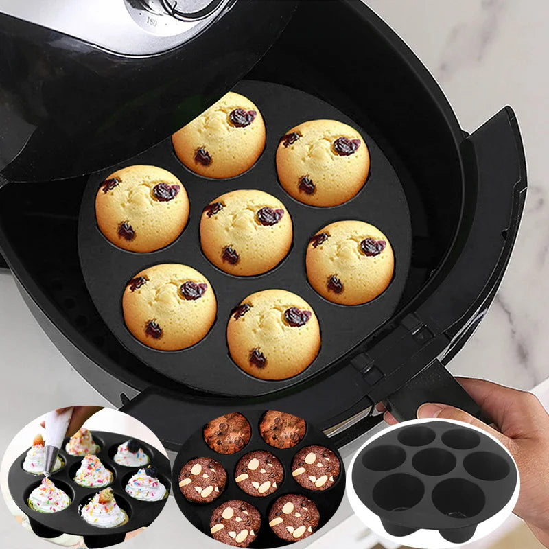 Siliconen Muffinvorm voor Heteluchtfriteuse - Antiaanbaklaag & Flexibel voor Muffins , Cupcakes & Snacks