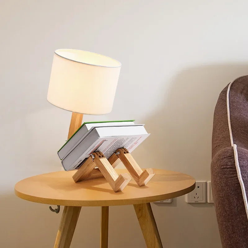 Houten Tafellamp met Boekenhouder - Modern Ontwerp voor Je Huis