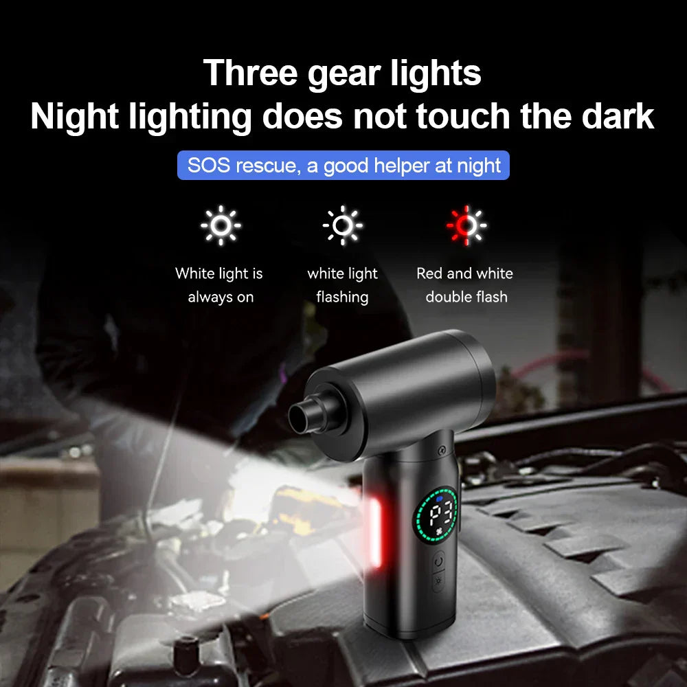 2-in-1 Draagbare Stofzuiger en Blazer met Perslucht en Led-lampje ( 7500mah )