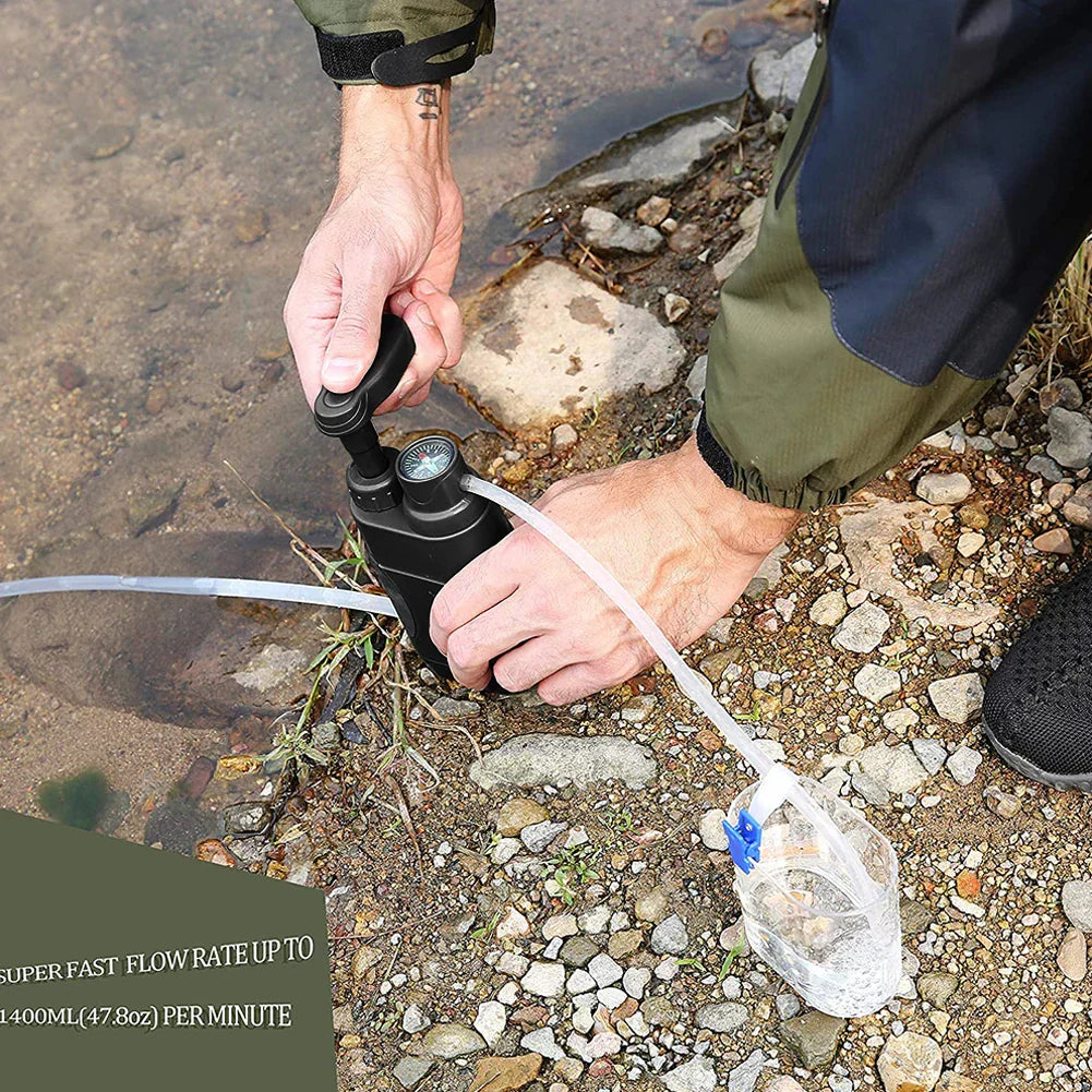 Waterfilter voor Buiten - Draagbare Waterzuiveraar voor op de Camping met Handpomp