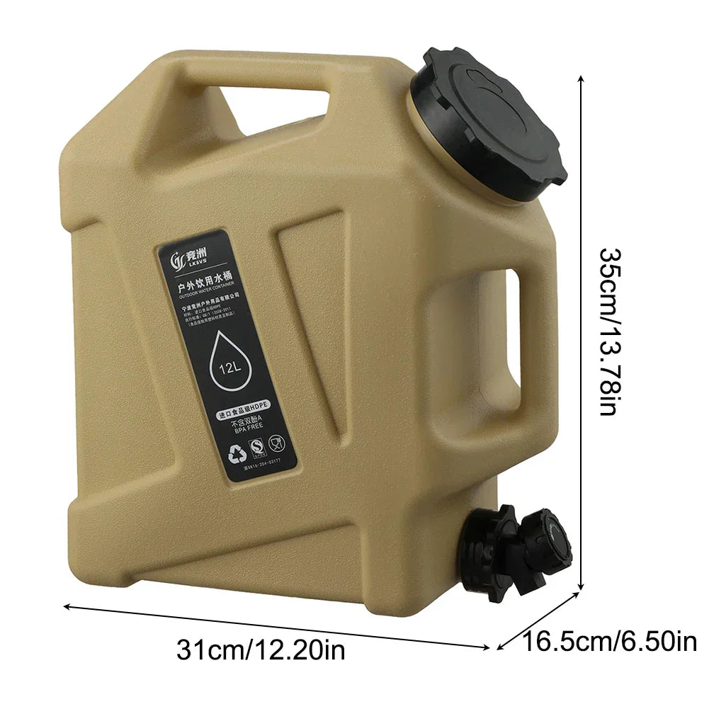 Draagbaar 12 Liter Waterreservoir met Aftapkraan - Robuuste Jerrycan voor Buiten en op de Camping