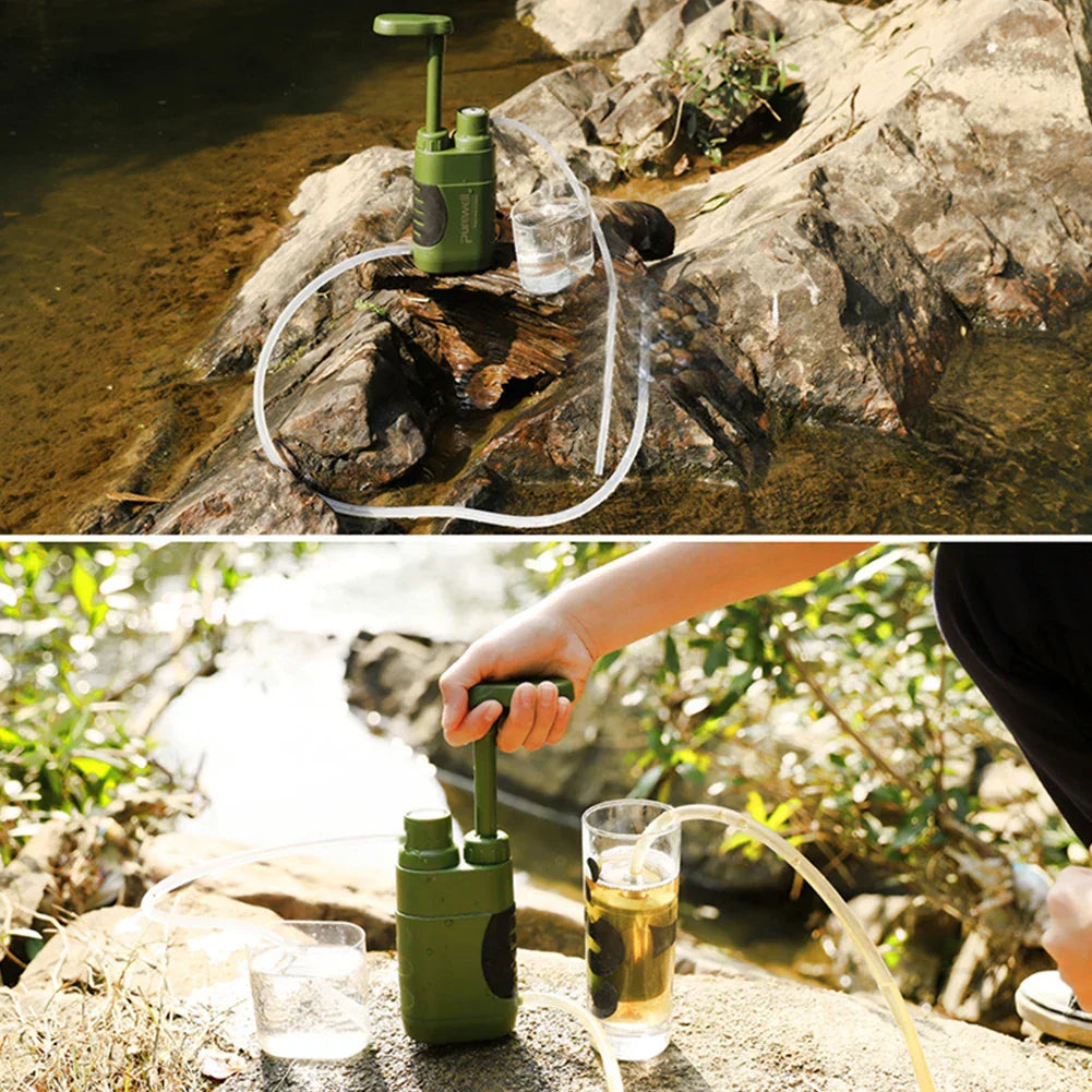 Waterfilter voor Buiten - Draagbare Waterzuiveraar voor op de Camping met Handpomp