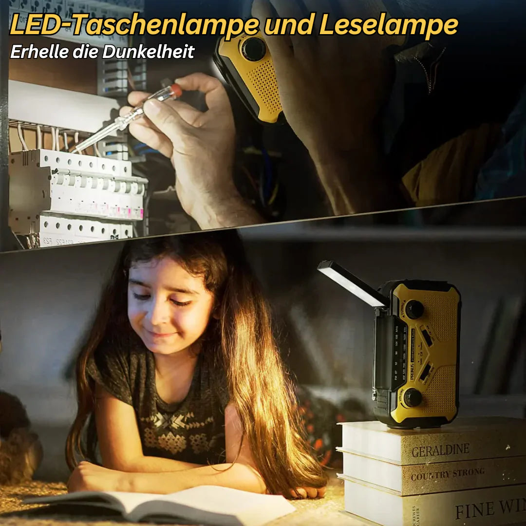 Noodradio met Zwengel & Zonne-energie - Draagbare Dynamoradio met Powerbank & Led Zaklamp