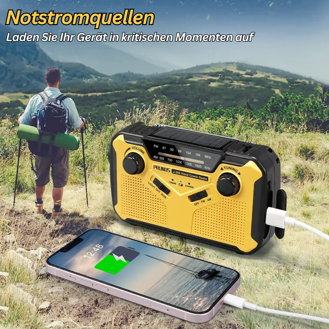 Noodradio met Zwengel & Zonne-energie - Draagbare Dynamoradio met Powerbank & Led Zaklamp
