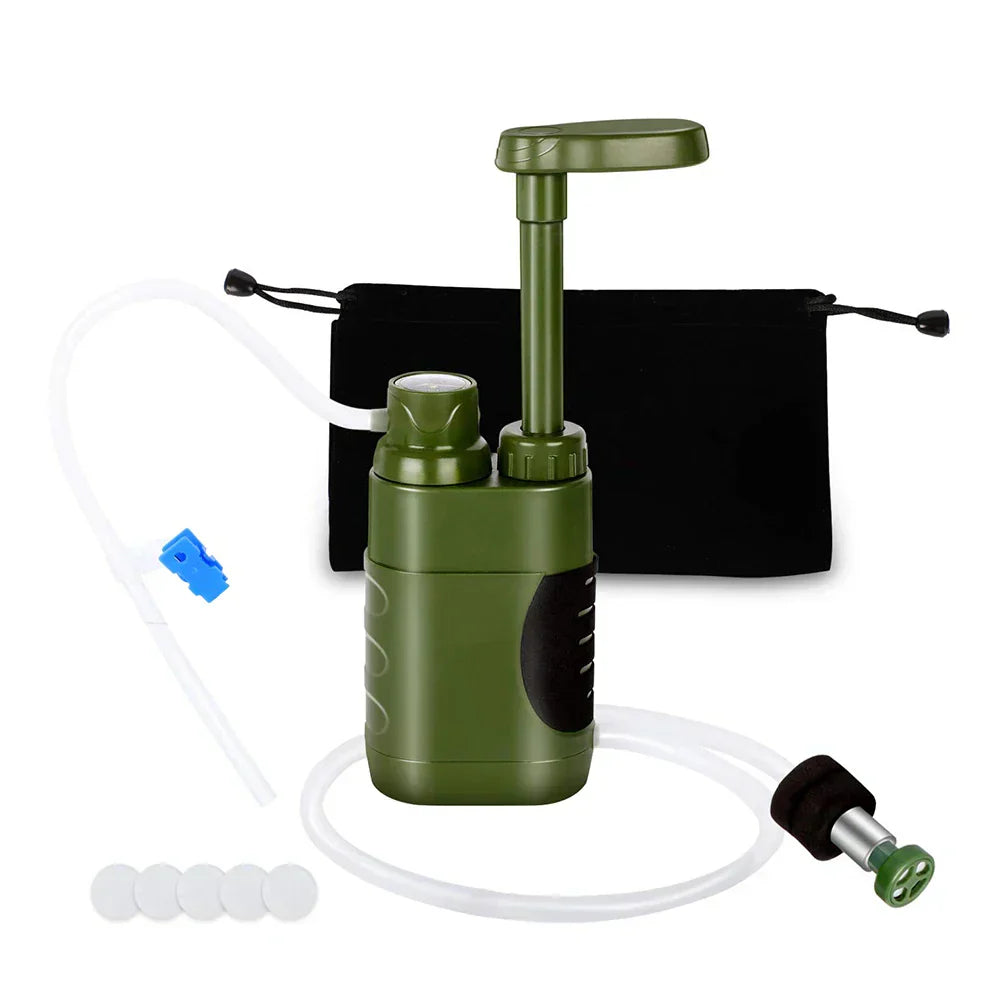 Waterfilter voor Buiten - Draagbare Waterzuiveraar voor op de Camping met Handpomp
