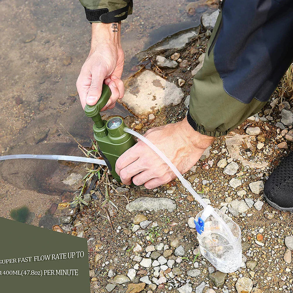 Waterfilter voor Buiten - Draagbare Waterzuiveraar voor op de Camping met Handpomp