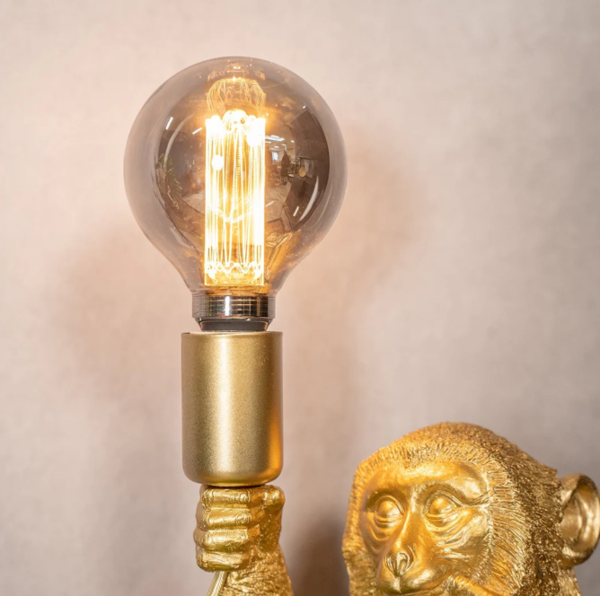 Elegante Gouden Aap met Bloem op Lamp