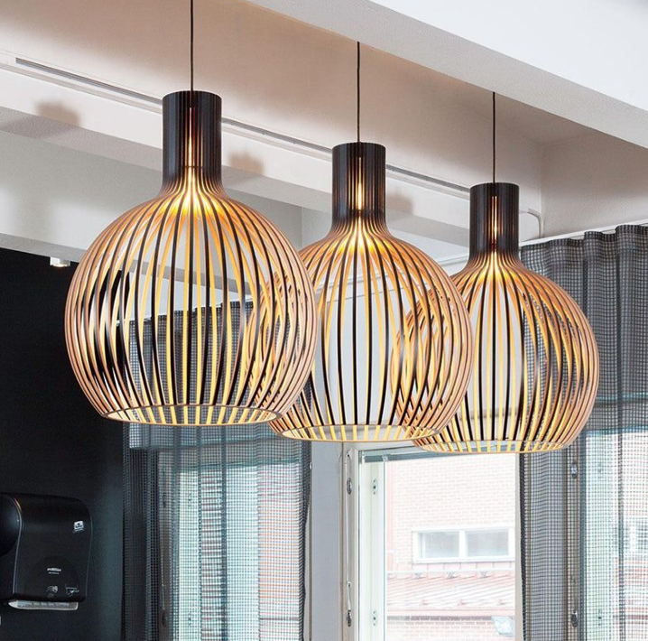 Handgemaakte Houten Hanglamp