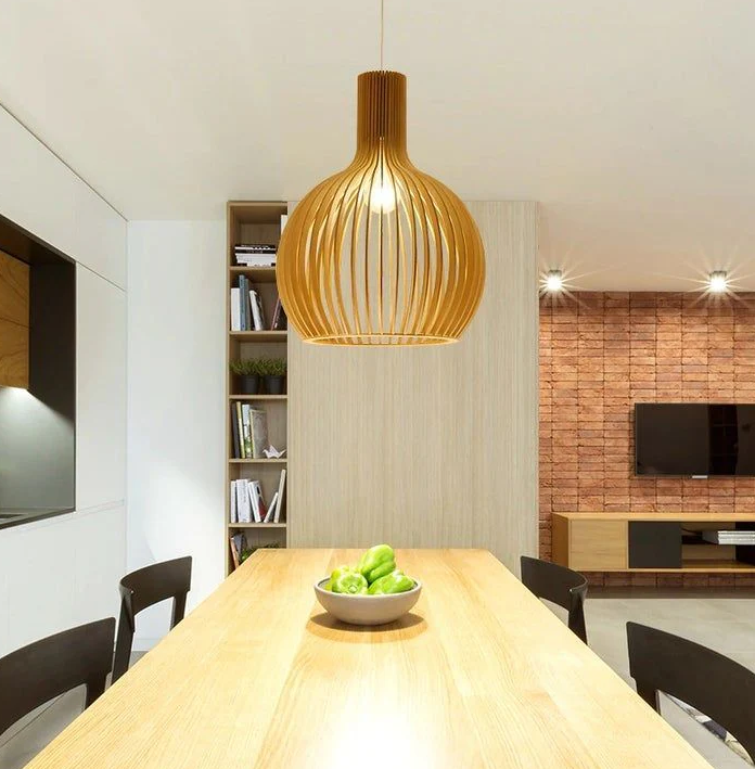 Handgemaakte Houten Hanglamp