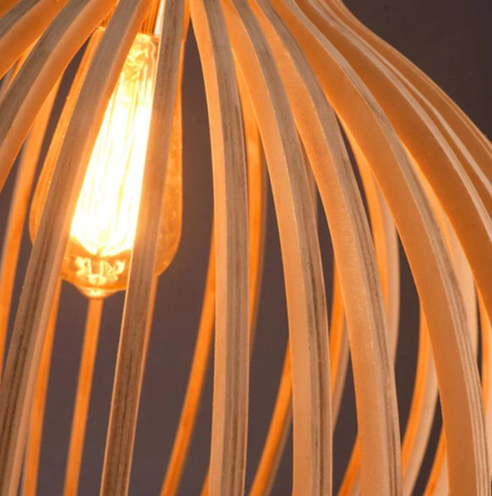 Handgemaakte Houten Hanglamp