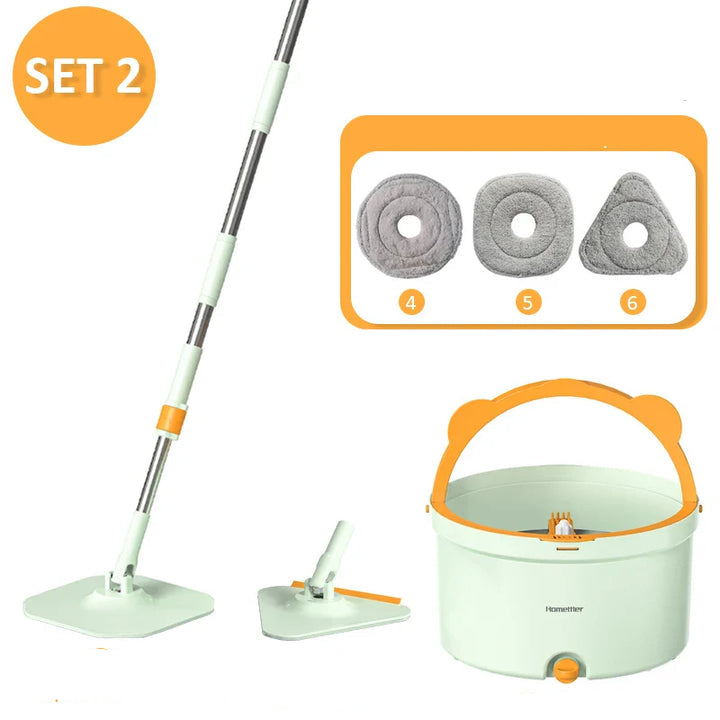 Zelfreinigende Mop met Rotatiefunctie & Emmer