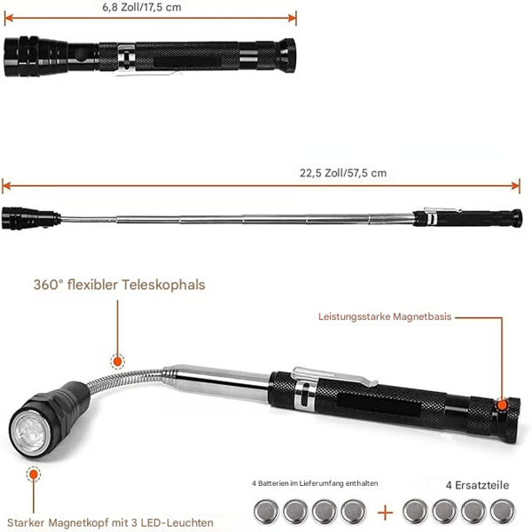 Flexibele Uitschuifbare Magnetische Gereedschapslamp