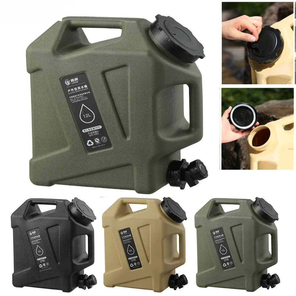 Draagbaar 12 Liter Waterreservoir met Aftapkraan - Robuuste Jerrycan voor Buiten en op de Camping