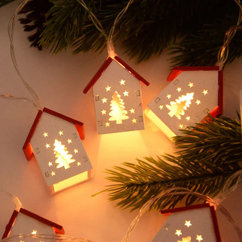 Houten Kersthuisjes met Led-verlichting voor Feestelijke Decoraties
