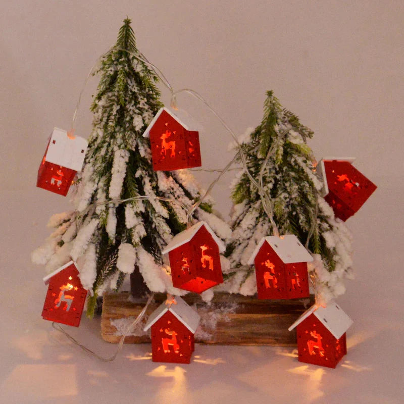 Houten Kersthuisjes met Led-verlichting voor Feestelijke Decoraties