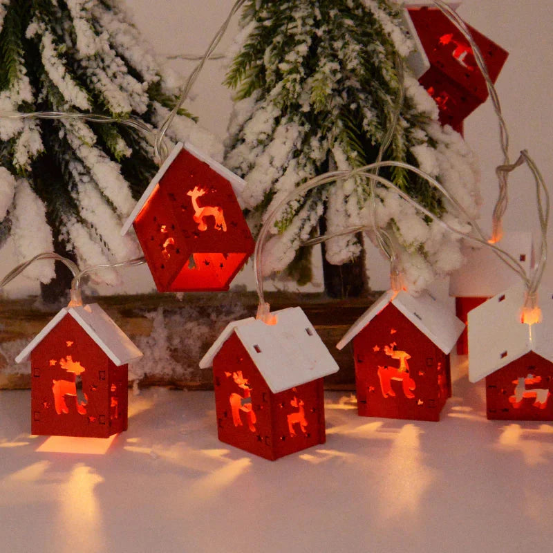 Houten Kersthuisjes met Led-verlichting voor Feestelijke Decoraties