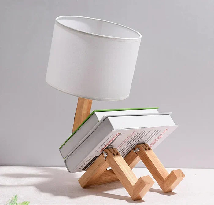 Houten Tafellamp met Boekenhouder - Modern Ontwerp voor Je Huis