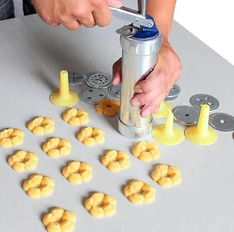 Roestvrijstalen Koekjespers met Opzetstukken voor Creatieve Koekjes en Gebak