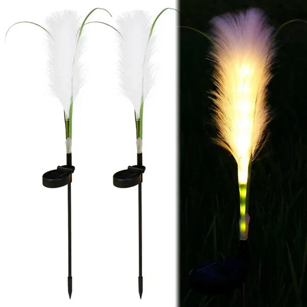Decoratieve Rotan Tuinverlichting - Solarlamp in Grasdesign voor Buiten