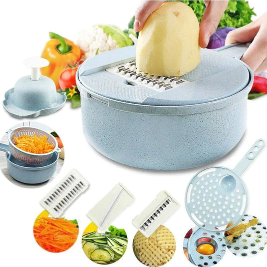 Multifunctionele Groentesnijder met Zeef - 3-in-1 Keukenrasp voor Groenten & Fruit | Praktische Keukenhulp met Lekbak