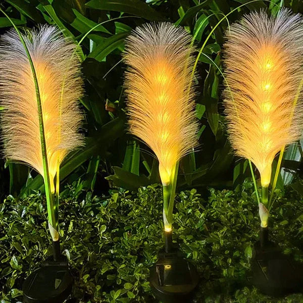 Decoratieve Rotan Tuinverlichting - Solarlamp in Grasdesign voor Buiten