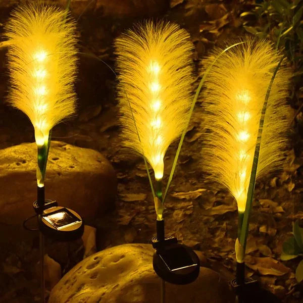 Decoratieve Rotan Tuinverlichting - Solarlamp in Grasdesign voor Buiten