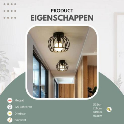 Moderne Plafondlamp in Loftstijl met Open Kooi