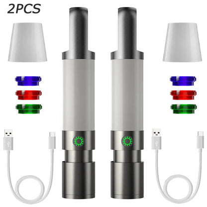 Led Zaklamp met Meerkleurenfilters - Oplaadbare Usb-c Zaklamp met Kampeer- en Noodlichtfunctie