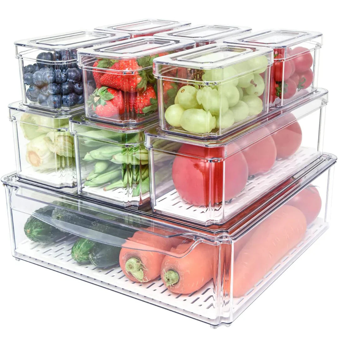 Stapelbare Koelkast Organizer Set met 10 Opbergdozen