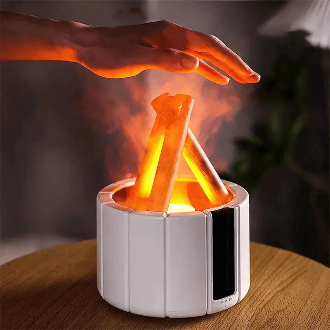 Vlambevochtiger met Led - Ultrasone Diffuser & Aromatherapie met Open Vuur Effect