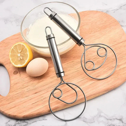 Robuuste Roestvrijstalen Deense Deegklopper - Duurzaam , Ergonomisch Ontwerp voor Veelzijdig Bakken en Koken