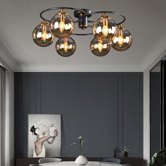 Moderne Led Plafondlamp met Rookglazen Bollen