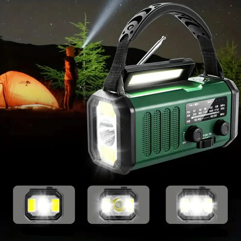 Solar Noodradio met Powerbank - Zwengelradio met Ledlampje voor Kamperen & Buiten
